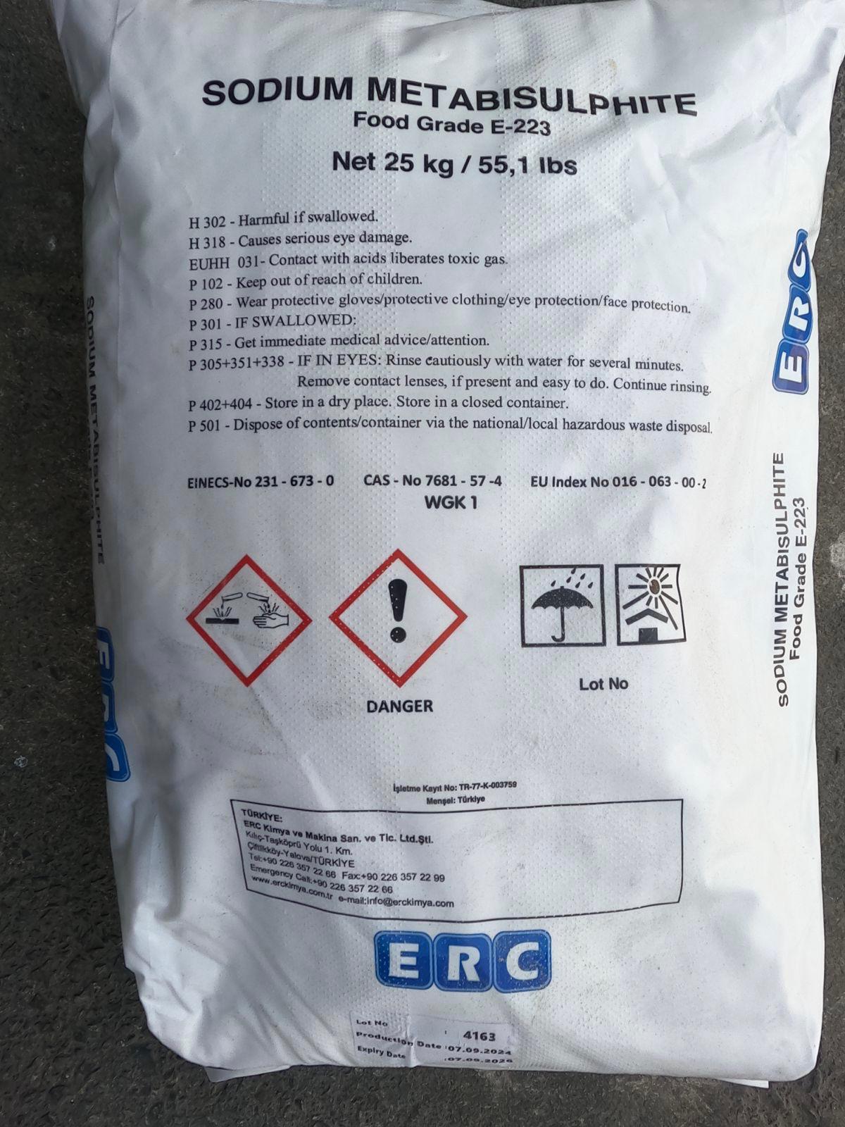 Sodyum Metabisülfit (ERC) – 25 Kg.